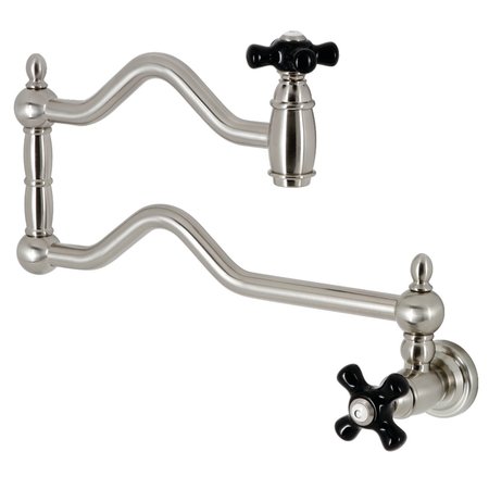 KINGSTON BRASS KS2108PKX Two-Handle Wall Mount Pot Filler, Brushed Nickel KS2108PKX